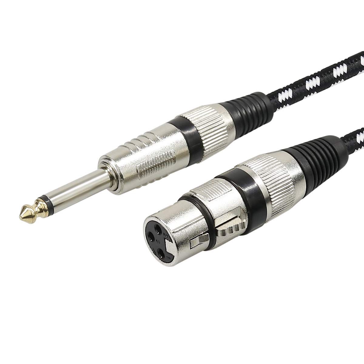 "FURUI 6ft XLR Female to 1/4" TS Microphone Cable - Durable Nylon Braided Unbalanced Audio Cable"