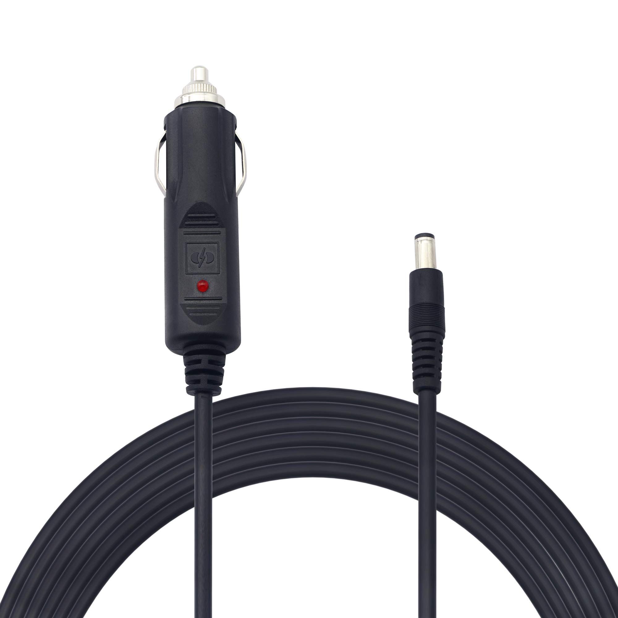 10FT 12V/24V DC Car Cigarette Lighter Extension Adapter Cable with LED for Trucks, Buses & Vans
