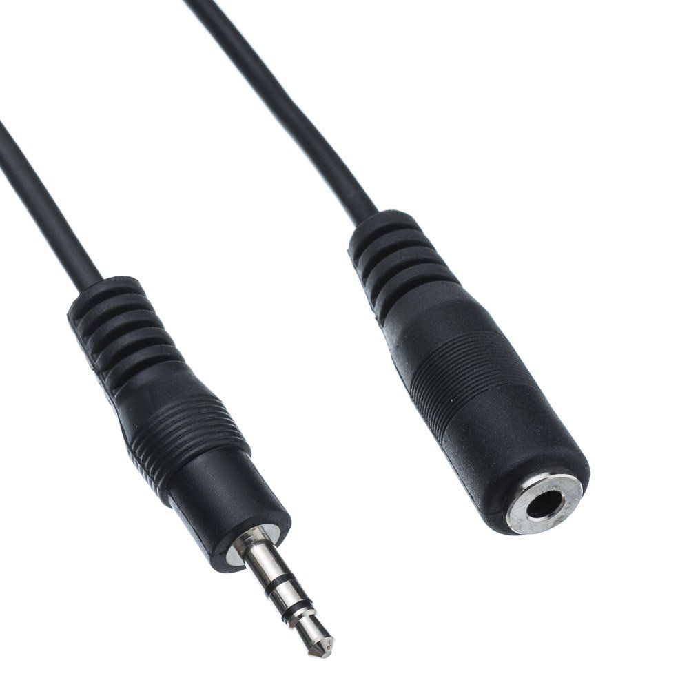Buy 12ft 3.5mm Stereo Extension Cable - Male to Female, Nickel Plated, 26 AWG, Black | CableWholesale