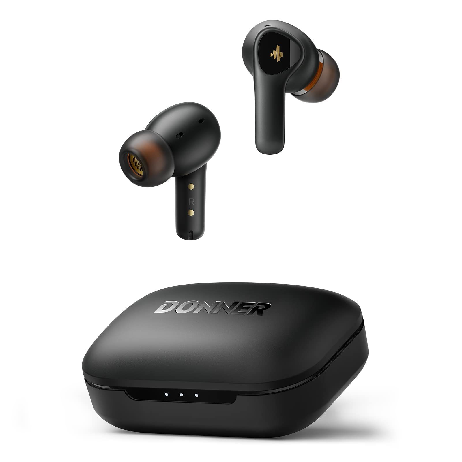 Donner Noise Cancelling Wireless Earbuds - Bluetooth 5.2, 32H Playtime, 4 Mic Calls, Custom EQ App - Dobuds ONE in Black