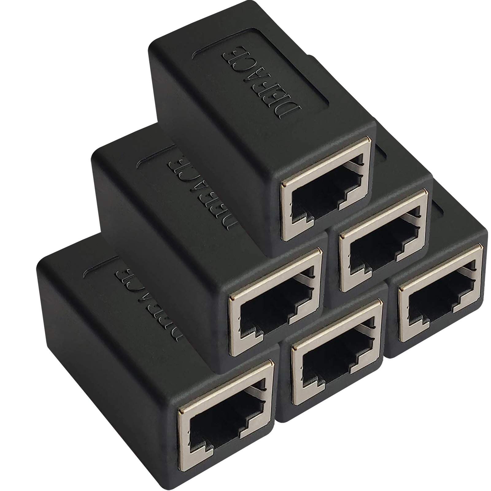 DEFACE RJ45 Coupler 6 Pack - Cat8, Cat7, Cat6, Cat5e Female Ethernet Adapters - Black