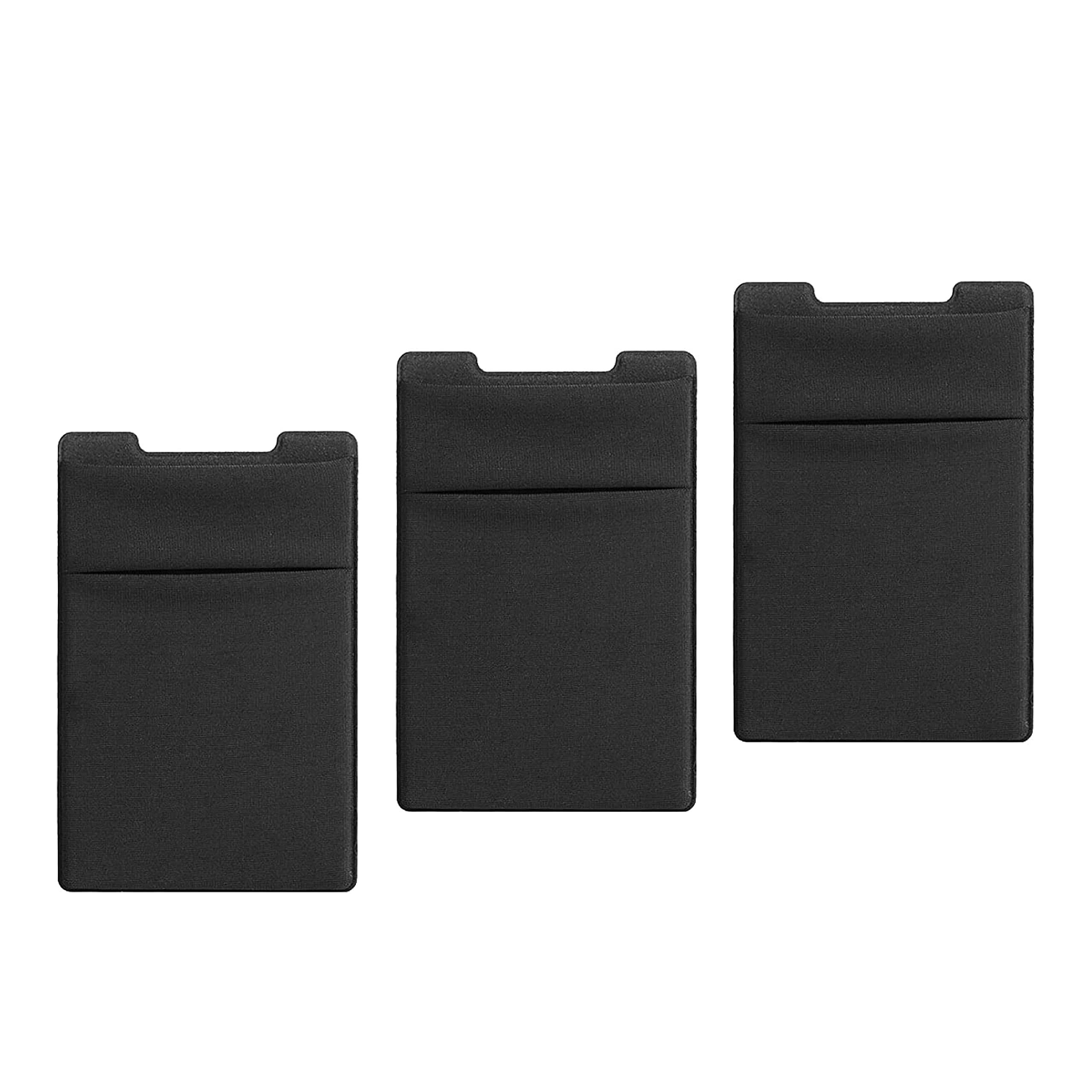 TalkWorks Adhesive Phone Wallet for iPhone 15/14/13 - Stick-On Credit Card Holder (Black, Pack of 3)