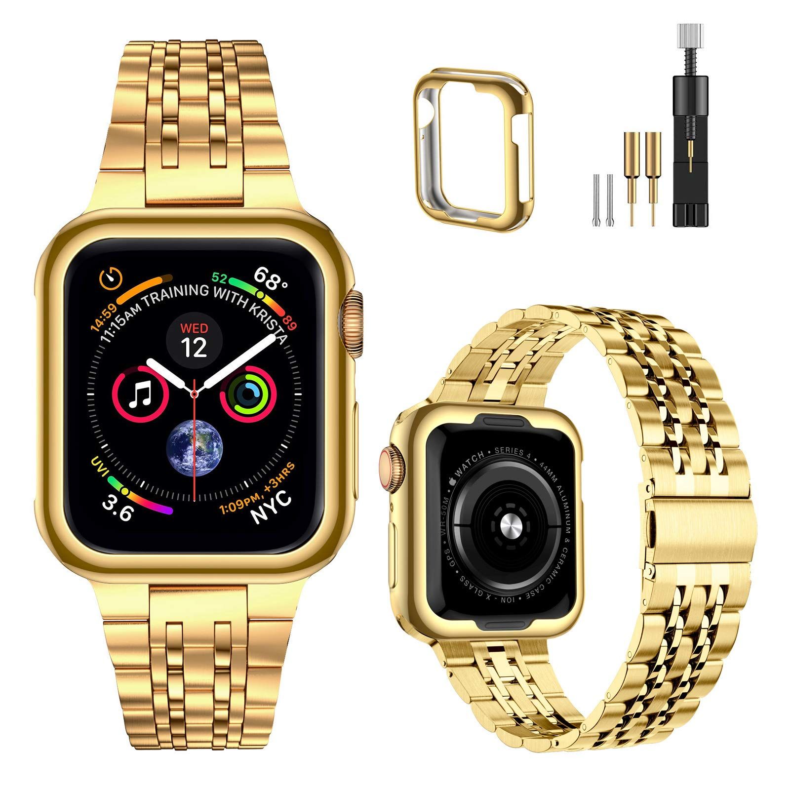Premium MioHHR Stainless Steel Apple Watch Band 38mm/40mm - Compatible with Series 1-6 & SE (Gold)