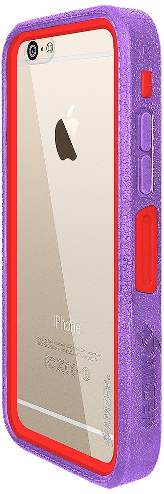Amzer Crusta Rugged Case for iPhone 6/6s Plus - Tempered Glass, Belt Clip, Purple on Red - Fits Silver, Gold & Rose Gold Models