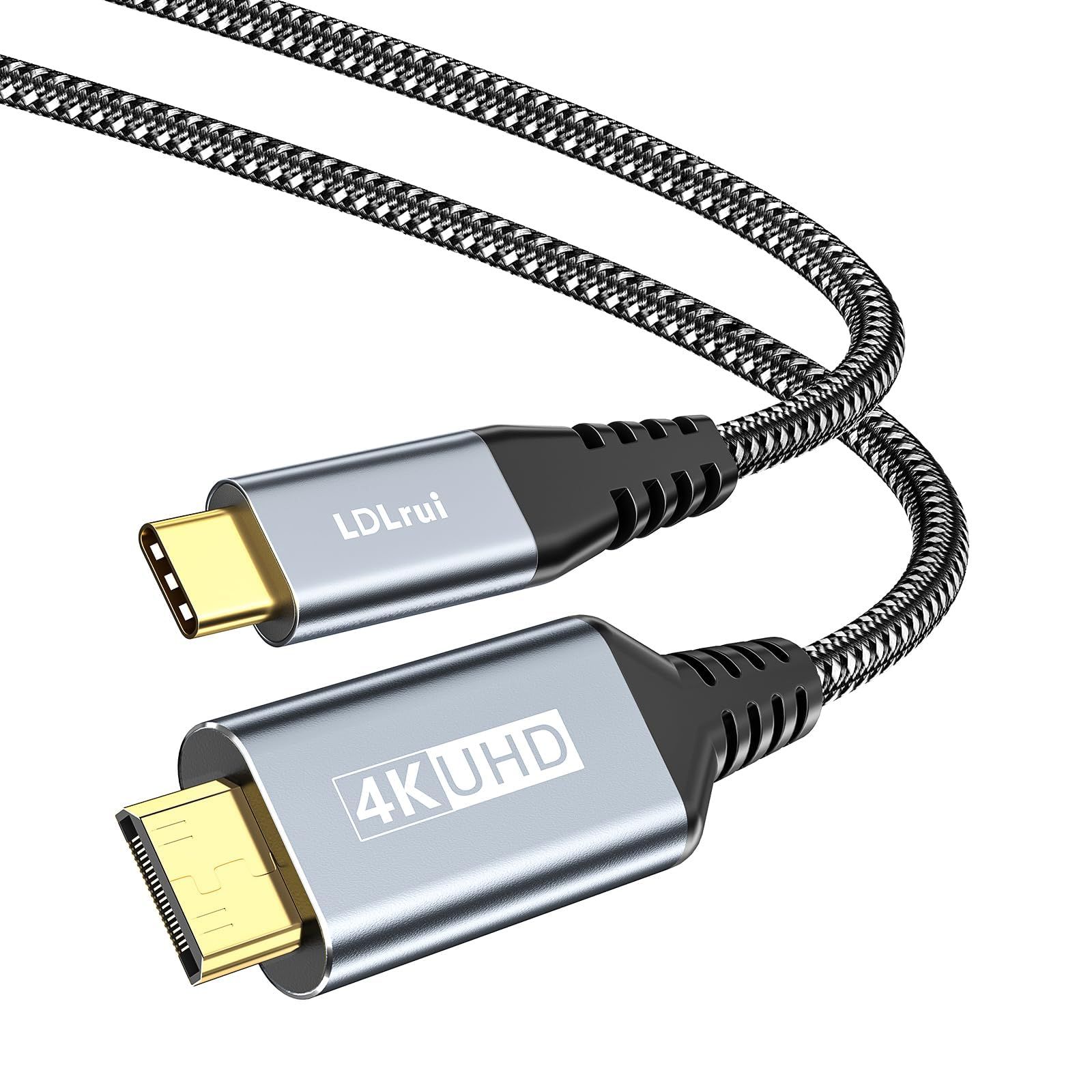 LDLrui USB C to Mini HDMI Cable 5Ft - 4K@60Hz HDR for Laptop, MacBook, iPhone 15, Galaxy S, Steam Deck