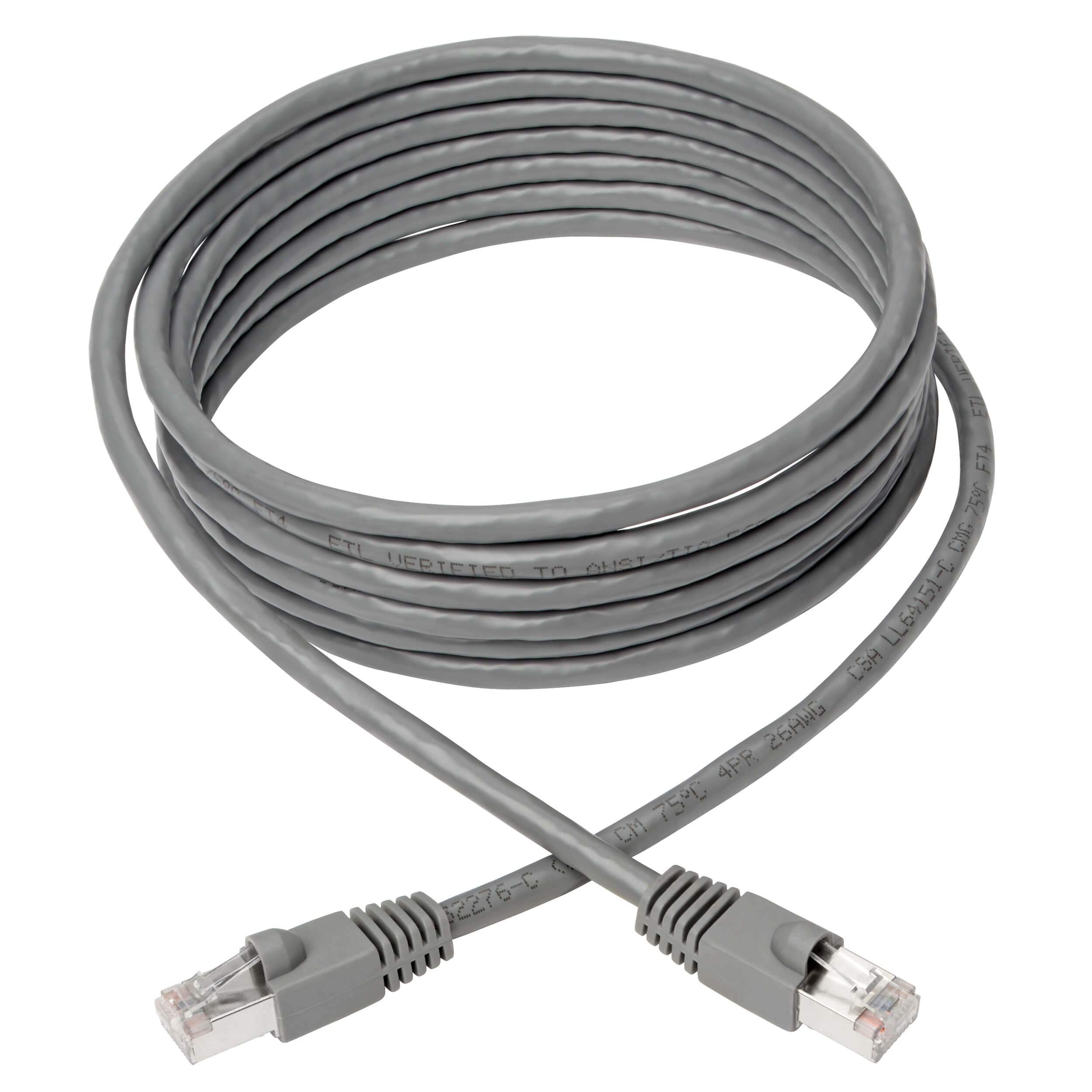 Tripp Lite Cat6a 10G Ethernet Cable 12ft - Snagless STP Network Patch Cable (RJ45) with Warranty - Gray N262-012-GY
