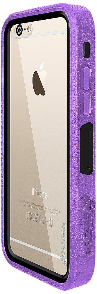 Amzer Crusta Rugged Case for iPhone 6/6s Plus - Tempered Glass, Belt Clip, Purple & Black - Fits Silver, Gold, Rose Gold Models