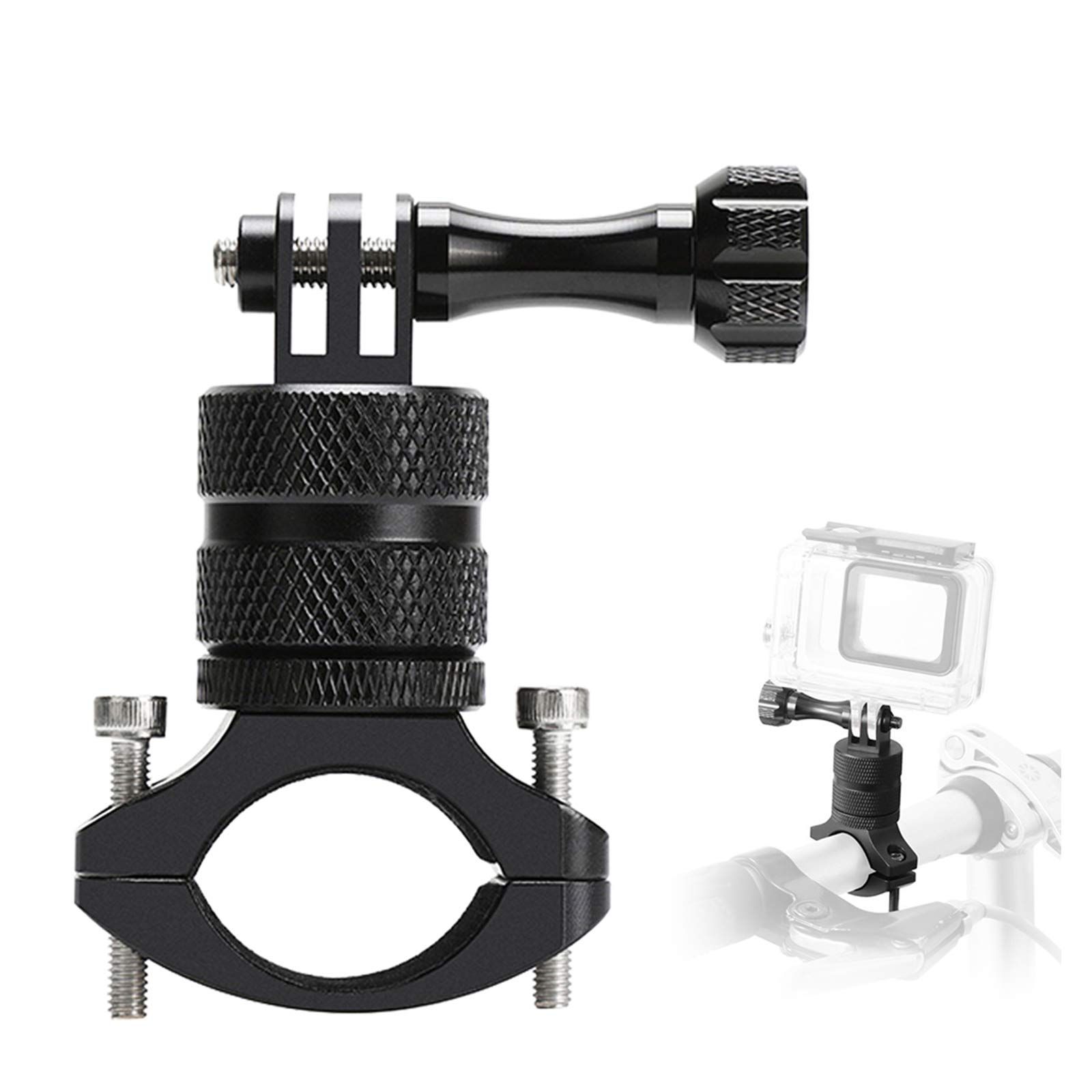 ParaPace Mountain Bike Mount for GoPro Hero 12/11/10/9/8/7/6/5/4/3+, 360 Degree Rotation Aluminium Bike Handlebar Holder Bicycle Rack Adjuster for Action Camera DJI Xiaoyi CASIO(Black)