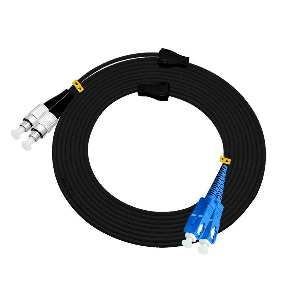 Jeirdus 50M SC to FC Outdoor Armored Duplex Fiber Optic Cable Jumper - Singlemode 9/125 SM, 160ft SC-FC
