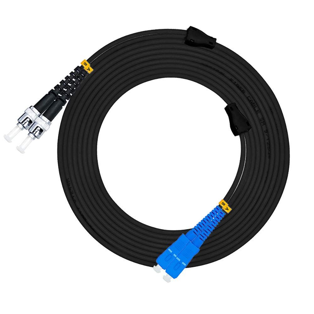 Jeirdus 5M LC to SC Outdoor Armored Duplex Fiber Optic Cable Jumper - 9/125 SM, 16ft Optical Patch Cord