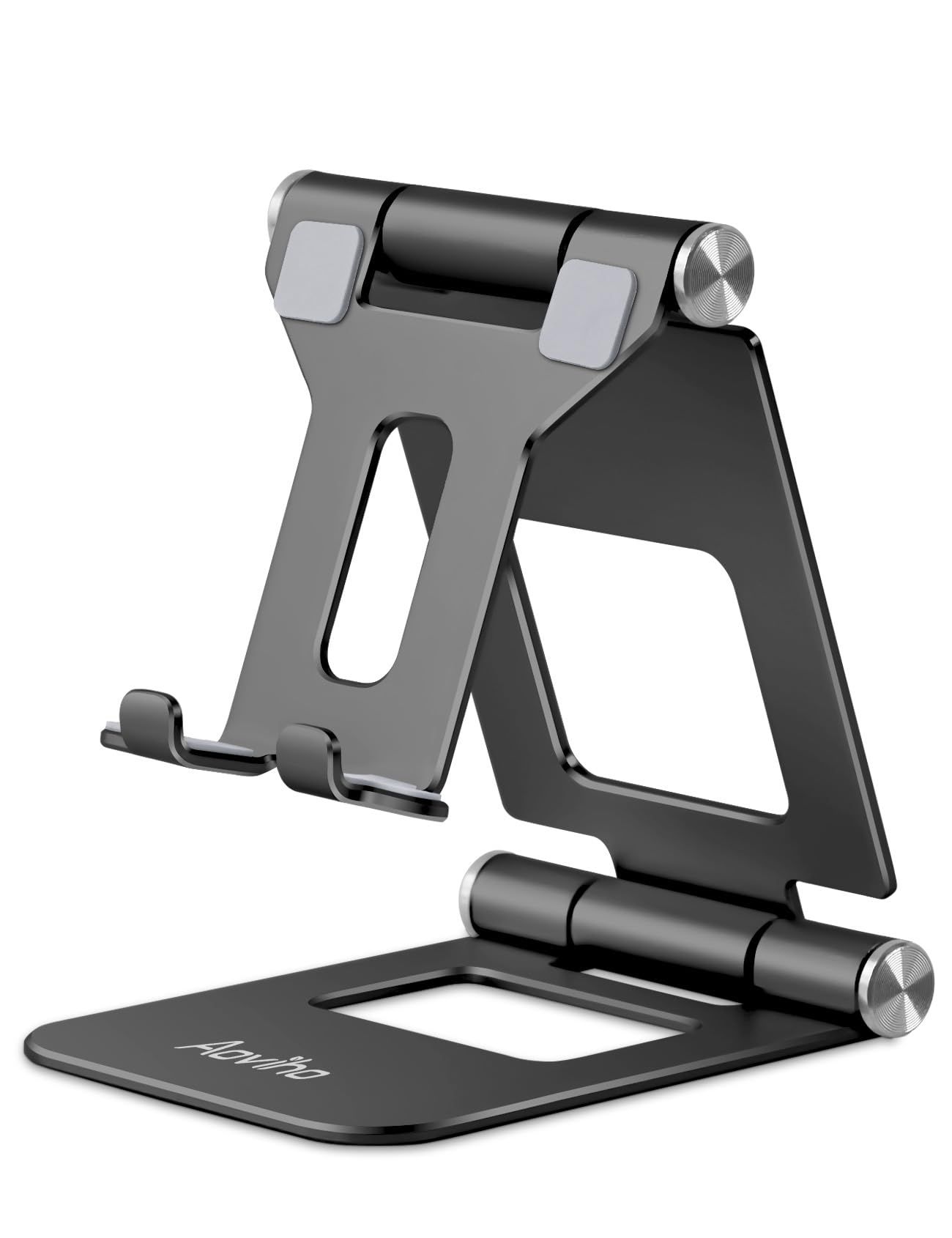 Portable Aoviho Adjustable Cell Phone Stand - Aluminum Holder for iPhone 12, 11, XS Max & More (Black)