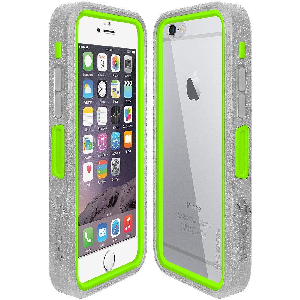 Amzer Crusta Rugged Tempered Glass Case for iPhone 6/6s - Grey with Belt Clip Holster | Silver, Gold & Rose Gold Compatible