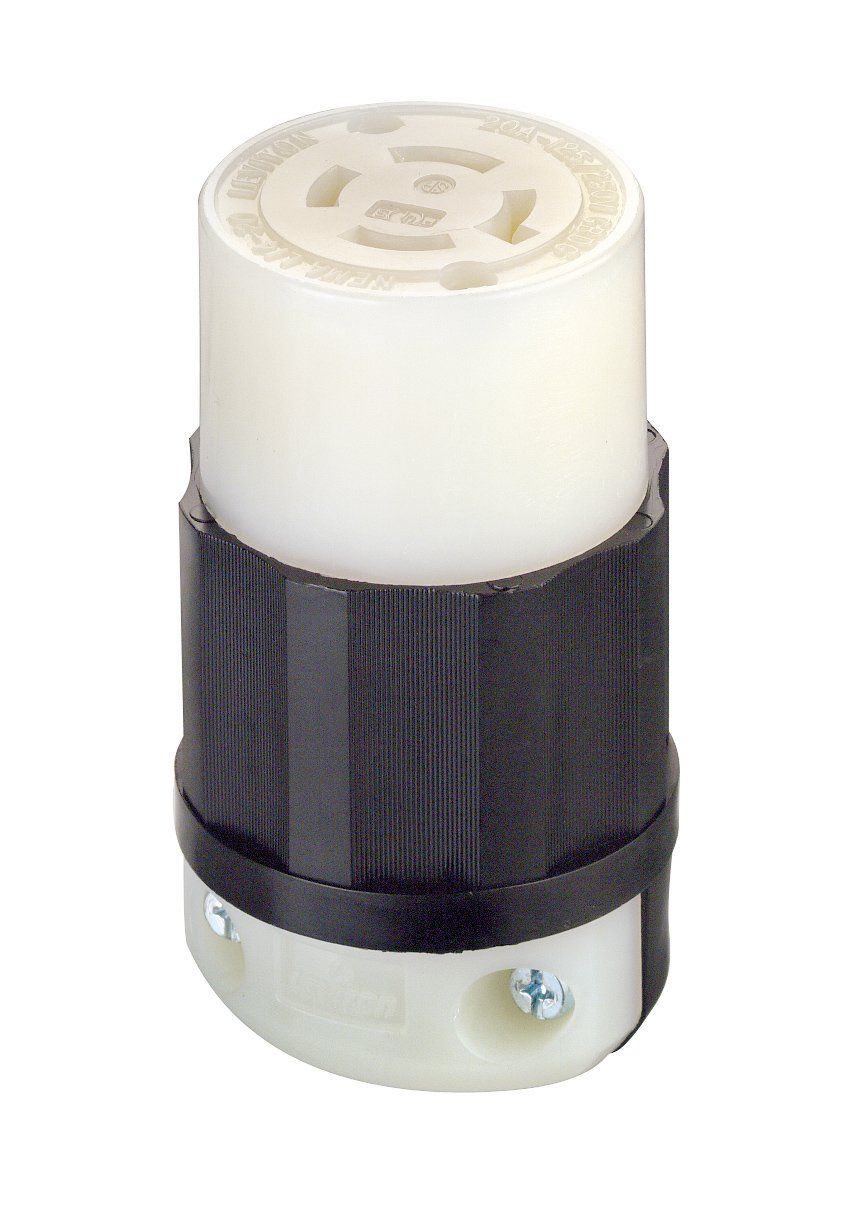 Leviton 2413 Locking Connector: 20 Amp, 125/250 Volt, NEMA L14-20R, Industrial Grade, Black-White