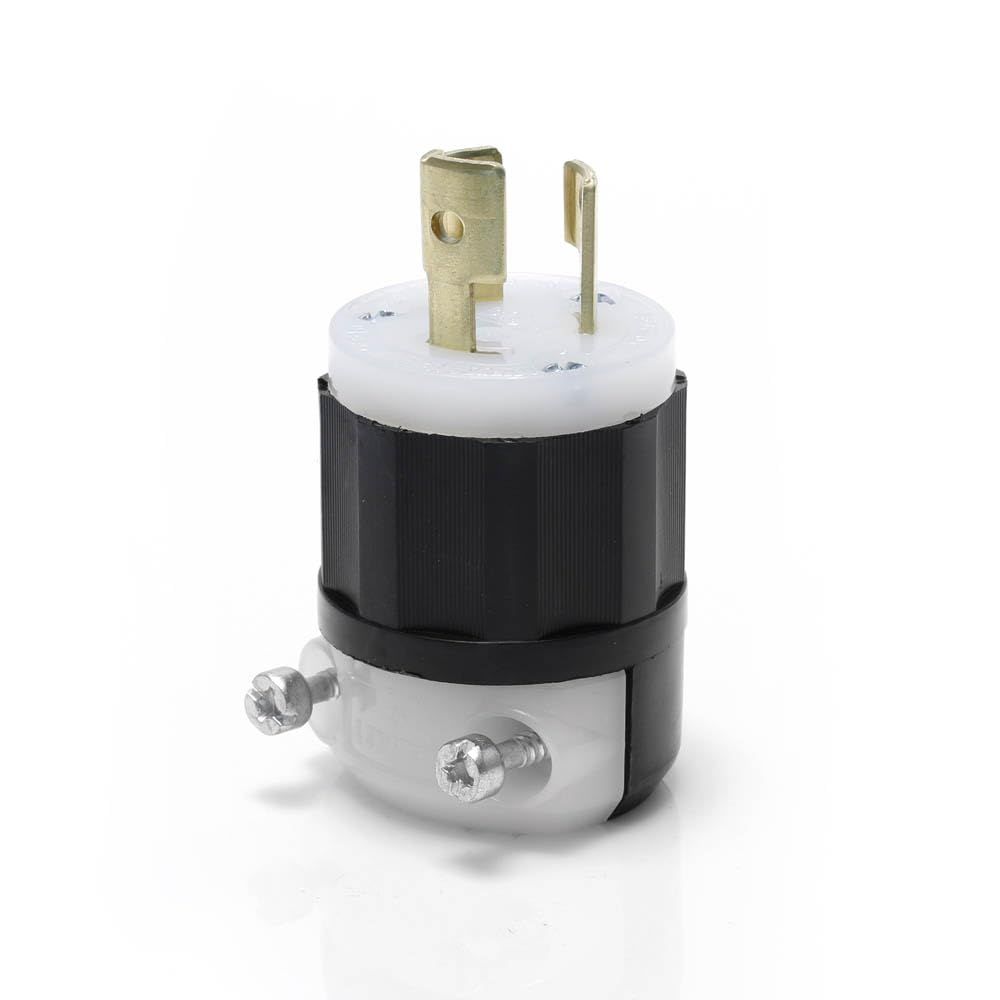 Leviton 4720-C Locking Plug: 15 Amp, 125 Volt, NEMA L5-15P, Industrial Grade Grounding - Black & White