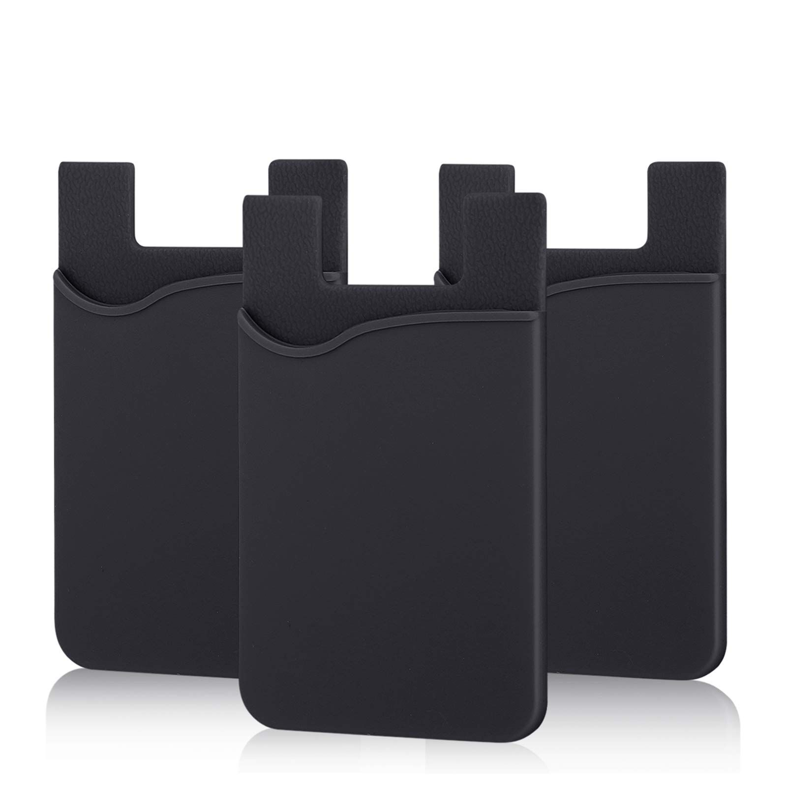 3 Pack Pofesun Silicone Phone Card Holder - Stick-on Wallet for iPhone, iPad & Samsung Galaxy