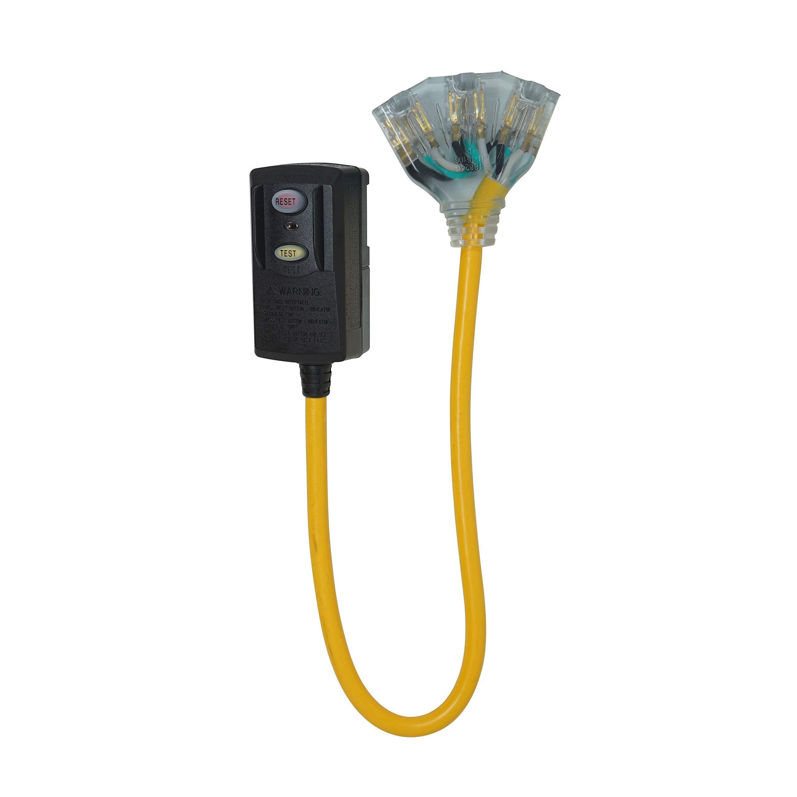 Yellow Jacket 2814 Jacket: 12/3 2' SJTW Right Angle Power Cord with 3 Outlets - Durable & Versatile