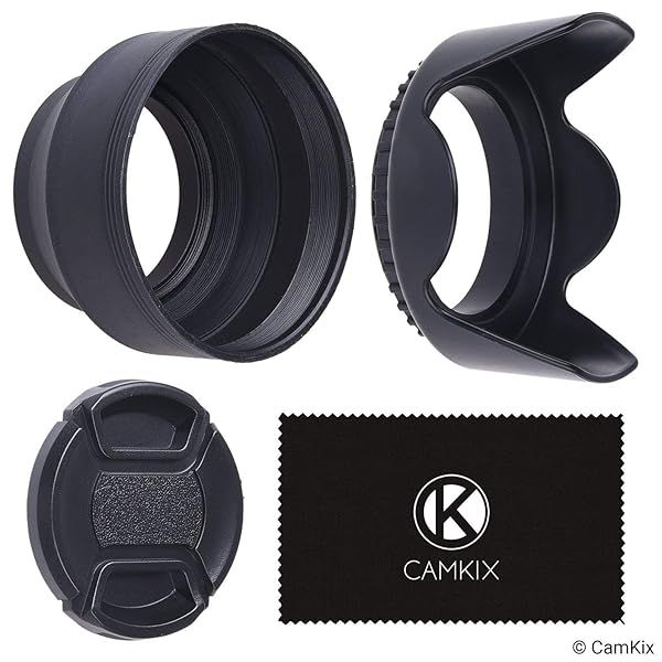 72mm Camera Lens Hoods Set: Collapsible Rubber & Tulip Flower for Reduced Flare & Enhanced Photography