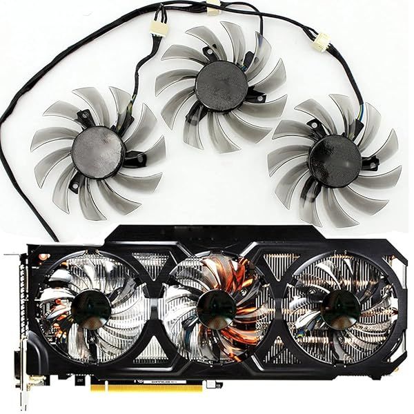 75MM T128010SU Cooling Fan for Gigabyte GTX 670/680/760 Ti/770/780Ti - 3 Pack Video Card Cooler (0.35A)