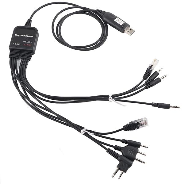8-in-1 USB Programming Cable for Kenwood, QuanSheng, HYT & Motorola Walkie Talkies - Versatile & Compatible