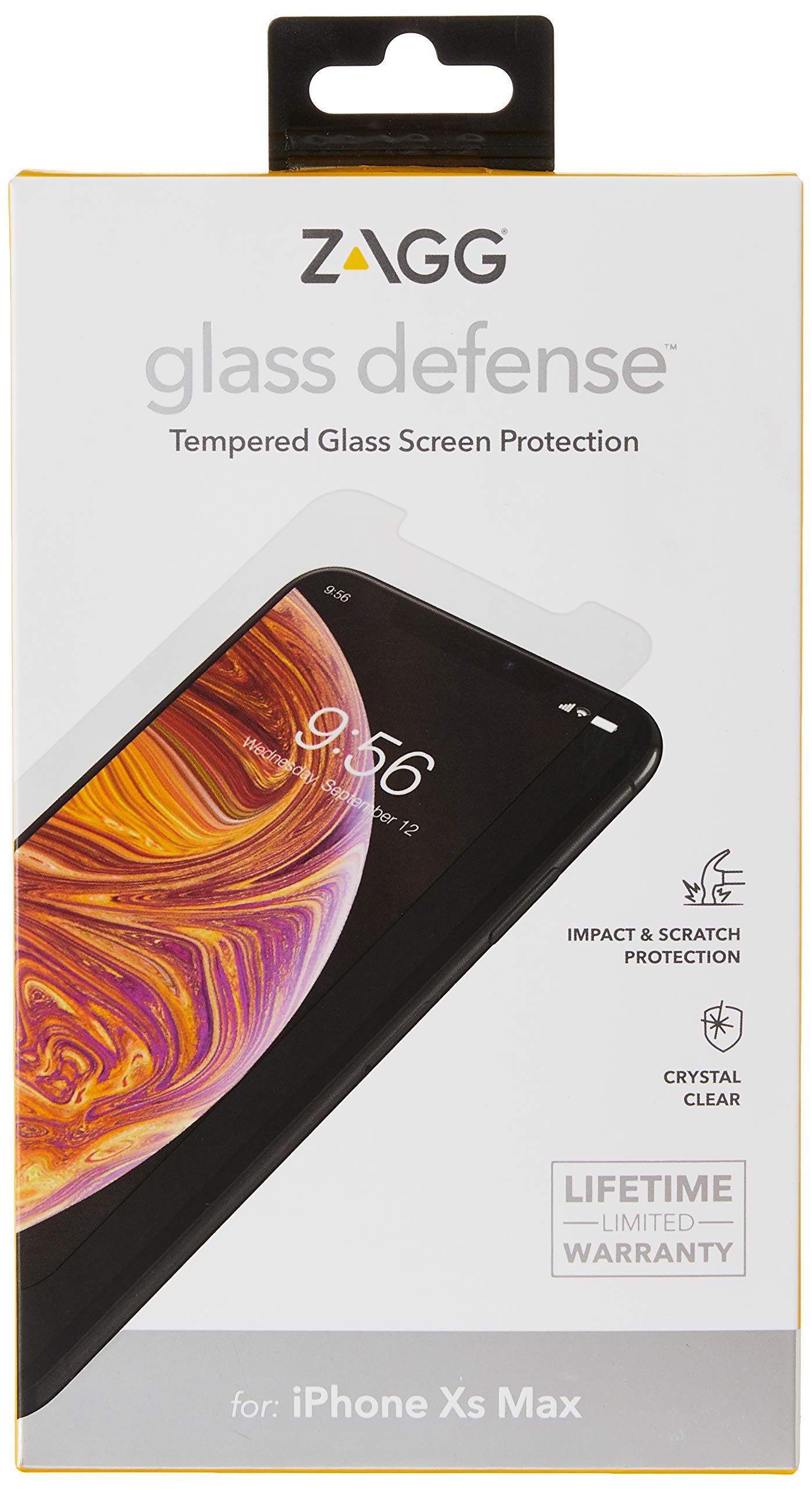 ZAGG InvisibleShield Glass Defense: Lightweight Tempered Glass Screen Protector for iPhone Xs Max - Case Friendly & Clear