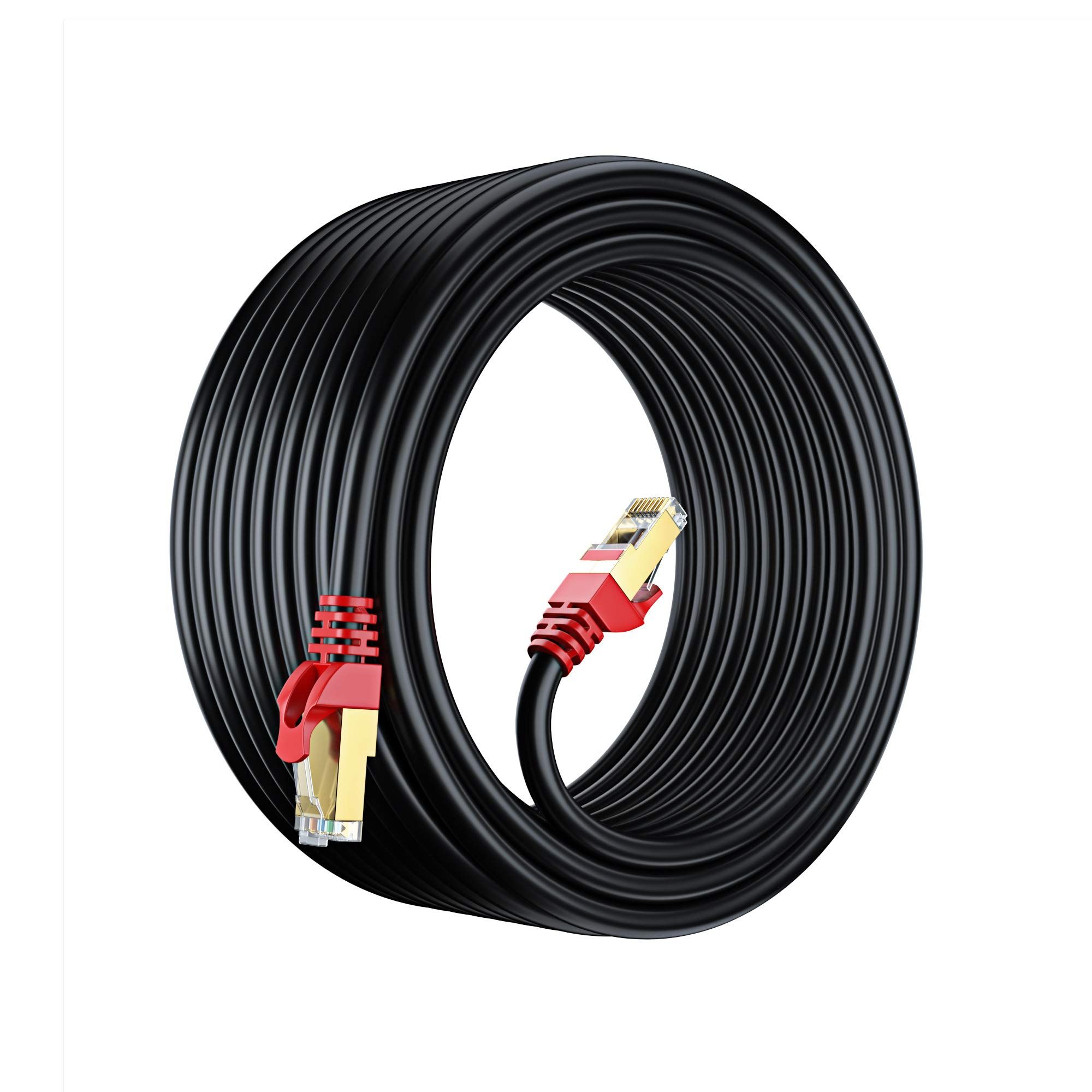 Cat 7 Ethernet Cable 150ft - High-Speed LAN Cable for Gaming & Streaming - Red RJ45 Connectors
