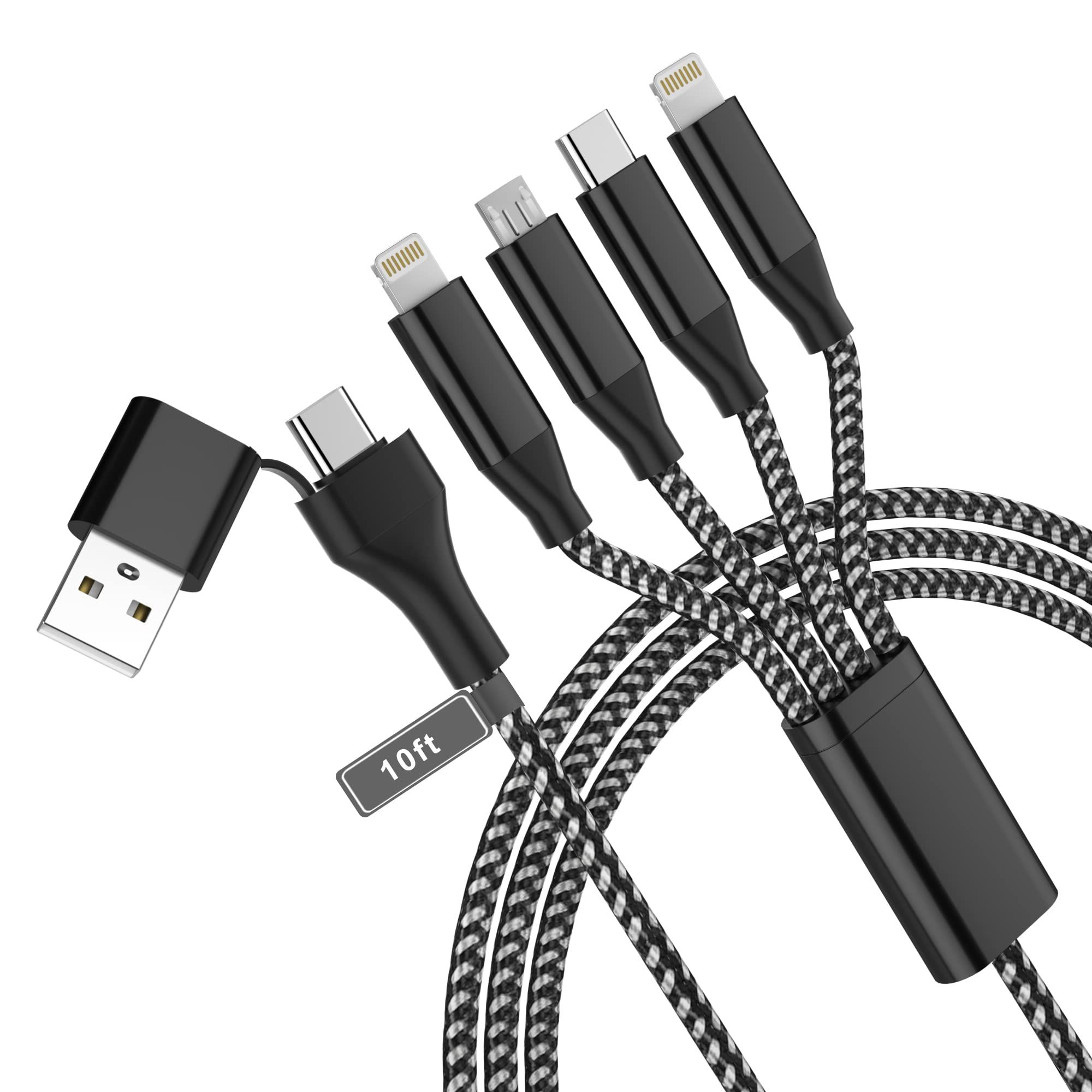 4-in-2 USB C Multi Fast Charging Cable 3M - Universal Charger for iPhone & Android (Not for iPad/iPhone 15)