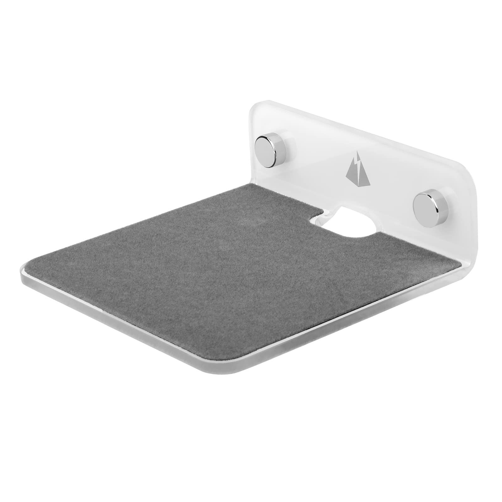 TXEsign Wall Shelf Speaker Stand: Acrylic Floating Shelf for Bluetooth Speakers, Webcams & Phones - Silky White & Transparent