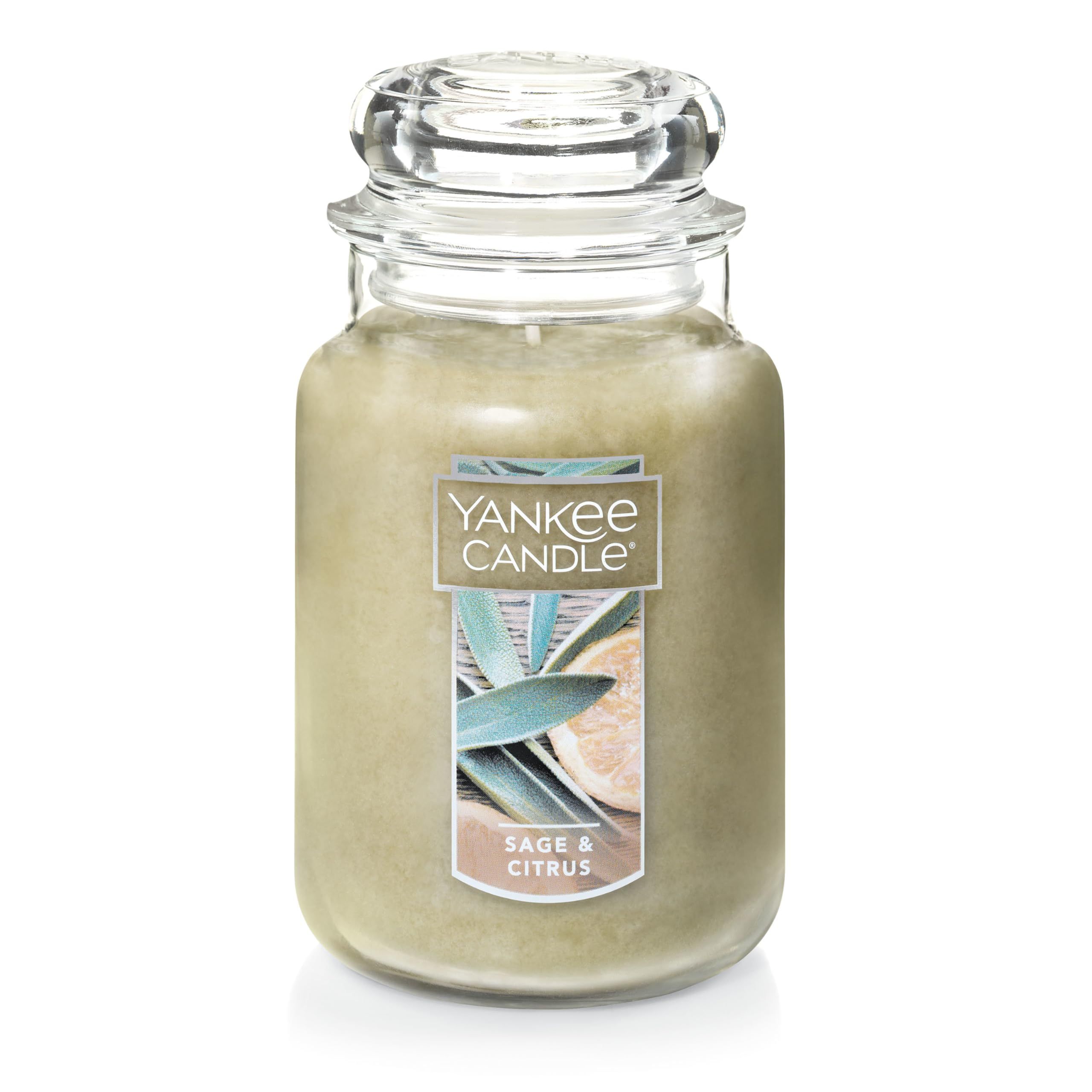 Yankee Candle Sage & Citrus 22oz Jar - Long-Lasting Scented Candle for Home Decor & Gifts