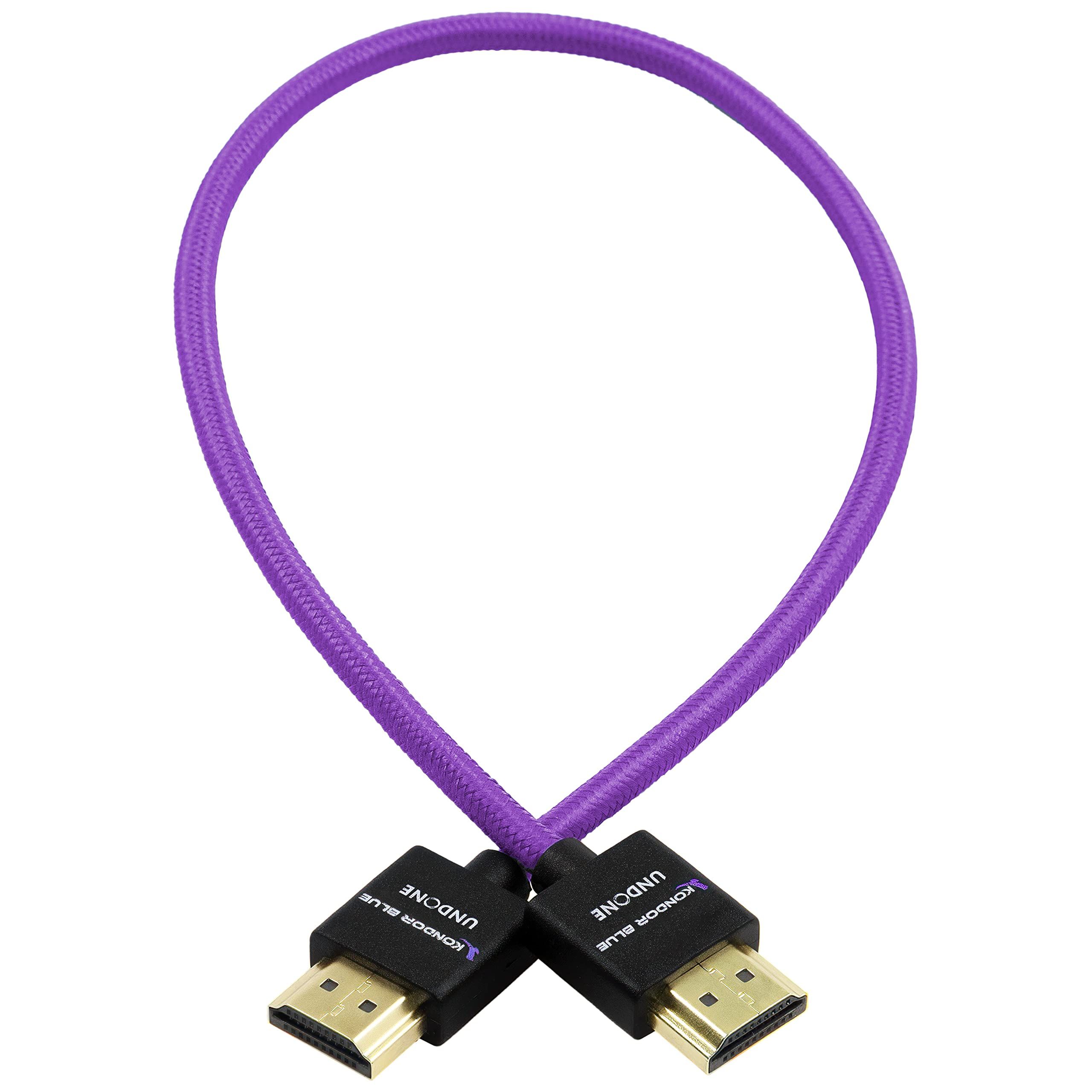 "KONDOR BLUE MK2 HDMI Cable 16" | 4K/60Hz Braided for Monitors & Capture Cards | Gerald Undone Approved | 18Gbps 3D HDR | Purple"