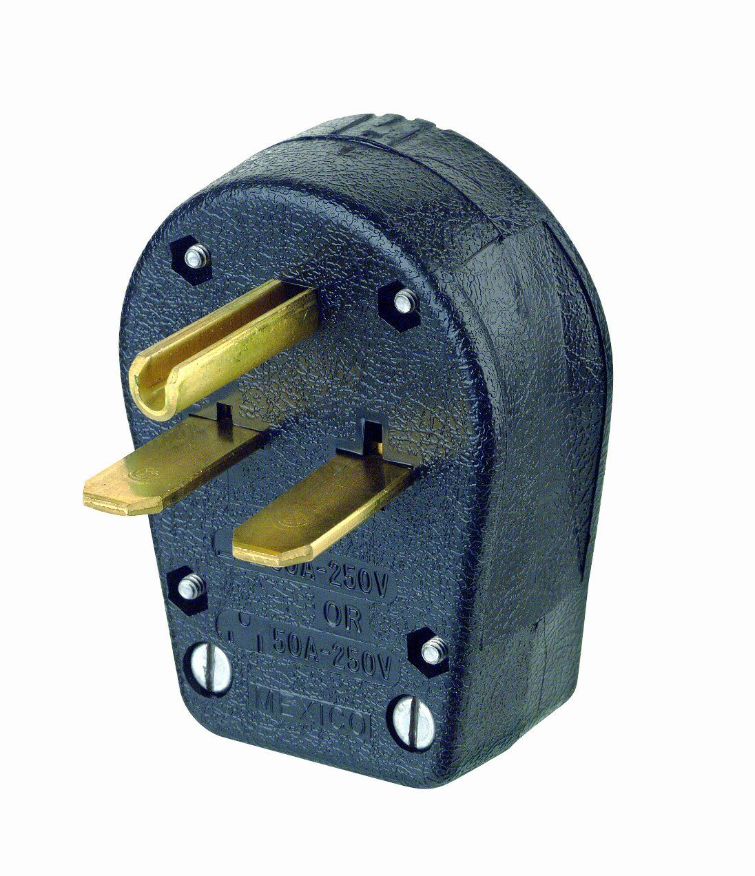 Leviton 931 30/50 Amp 250V Plug - Durable Grounding Angle Connector in Black
