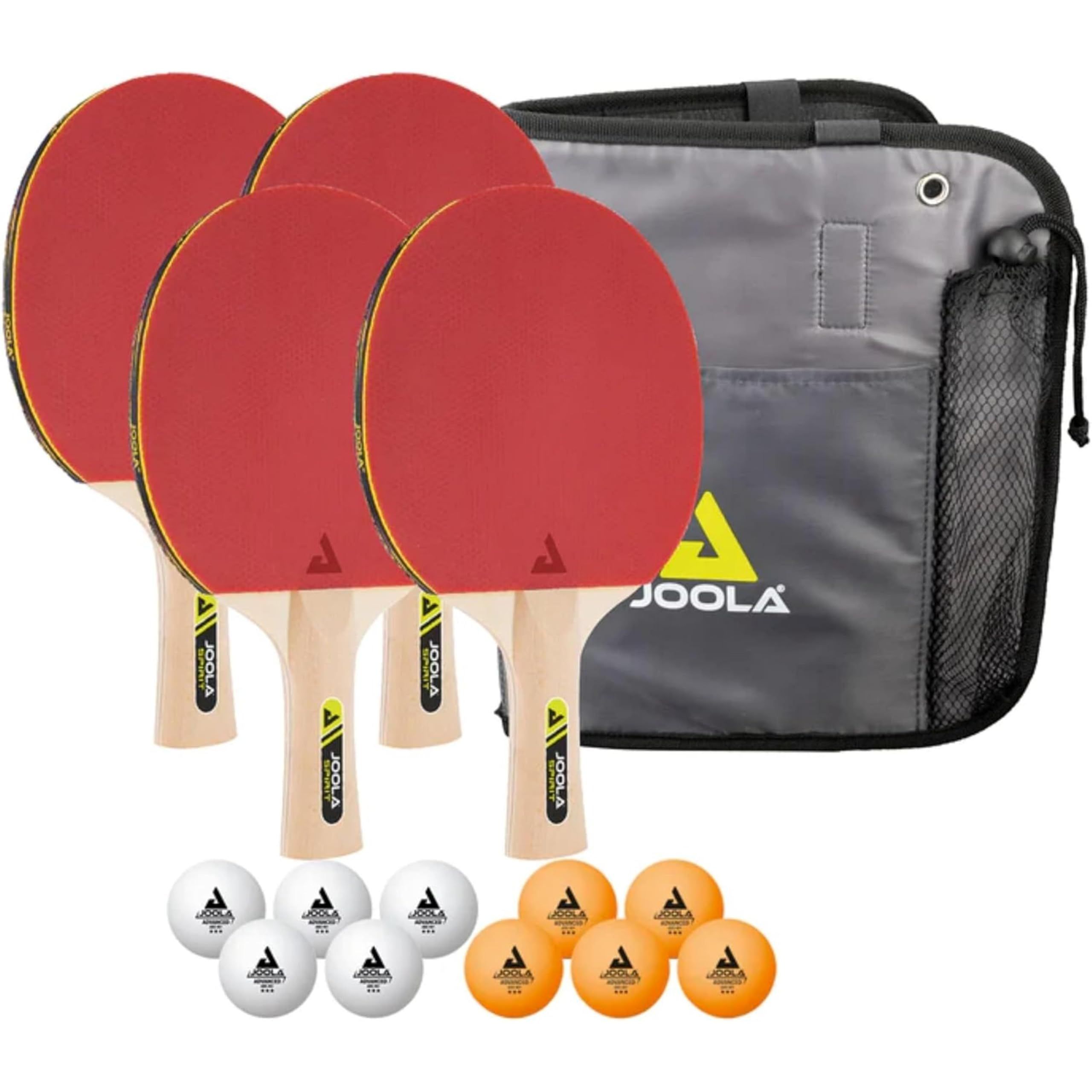 JOOLA Family Premium Table Tennis Bundle: 4 Paddles, 10 Balls & Carrying Case for Indoor/Outdoor Fun