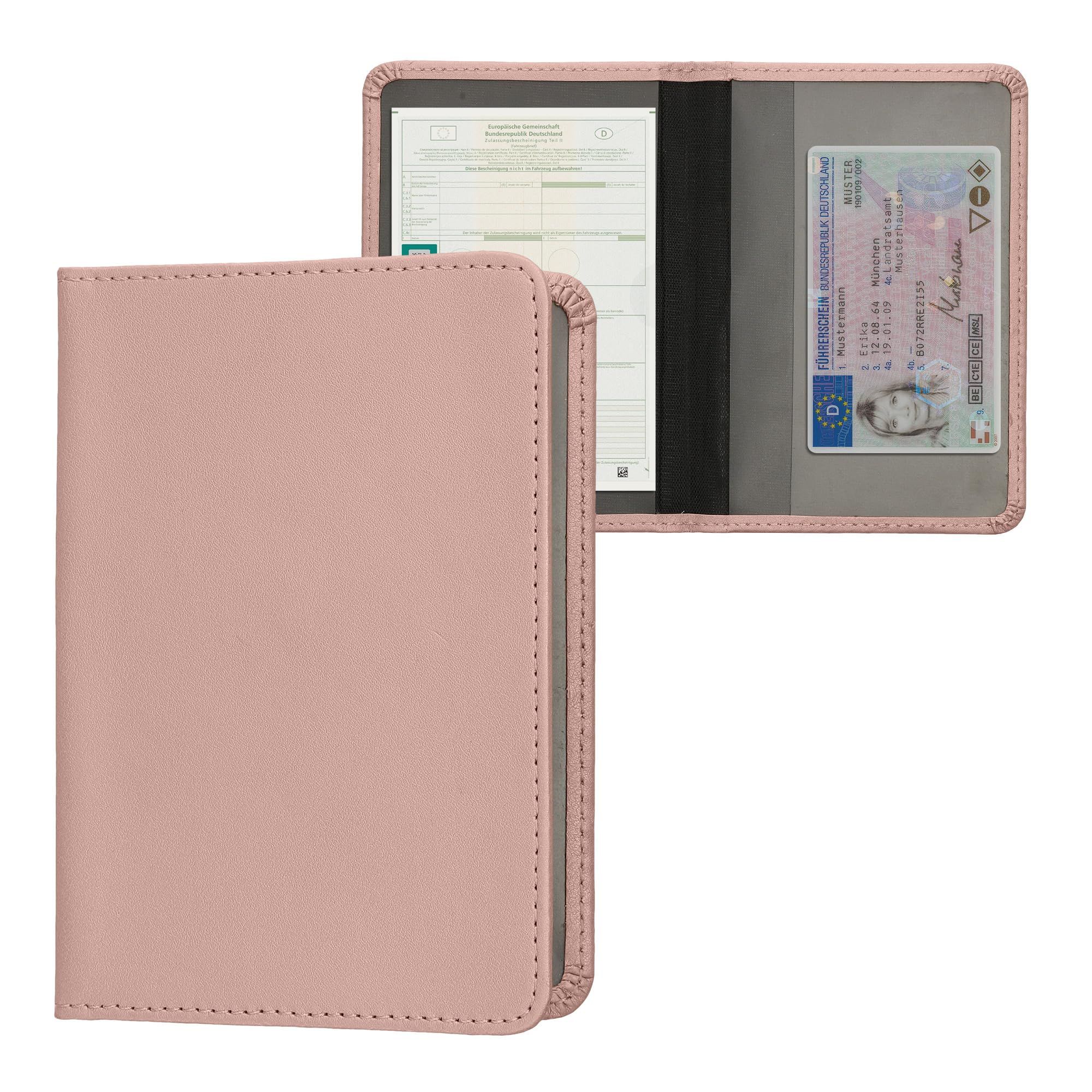 KWMobile Car Document Holder - PU Leather Registration & Insurance Holder in Rose Gold