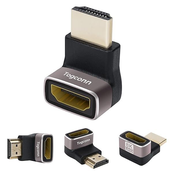 8K HDMI 2.1 Adapter 90 Degree and 270 Degree Gold Plated Adapter 4 Pack, Right Angle HDMI Male to Female Vertical Connector Converter HDMI L Shape Extender, Supports 8K@60Hz?4K@120Hz?4K@60Hz?4K@30Hz