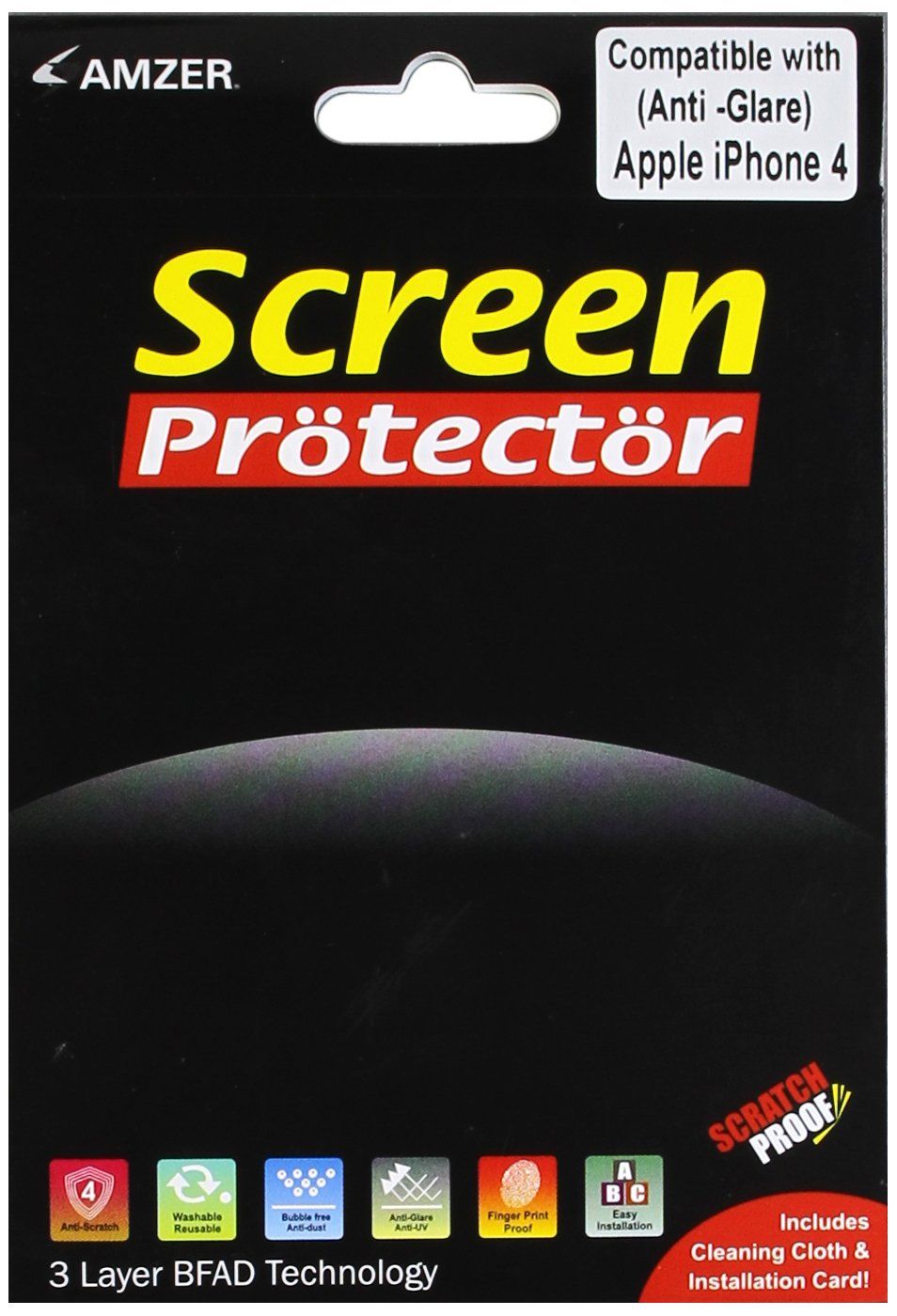 Amzer Super-Clear Screen Protector & Cleaning Cloth for iPhone 4 - Ultimate Protection & Clarity