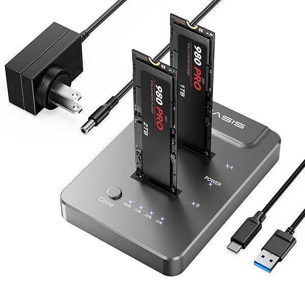 ACASIS NVMe M.2 Duplicator: Dual-Bay Offline Clone USB-C Dock for M2 SSDs - Fast & Efficient Data Transfer