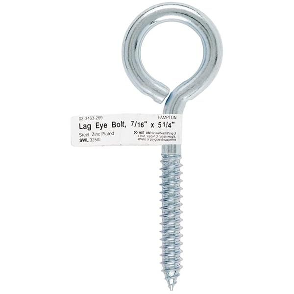ACE Hampton Zinc-Plated Steel Lag Thread Eyebolt 7/16 in. S x 5-1/4 in. L - Pack of 10 for Heavy-Duty Projects