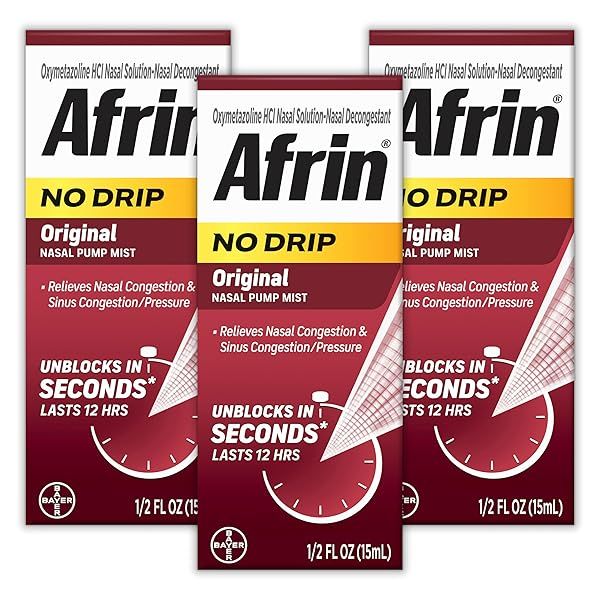 AFRIN No Drip Nasal Mist Triple Pack - Fast-Acting Decongestant for Adults & Kids 6+ | Sinus Pressure Relief