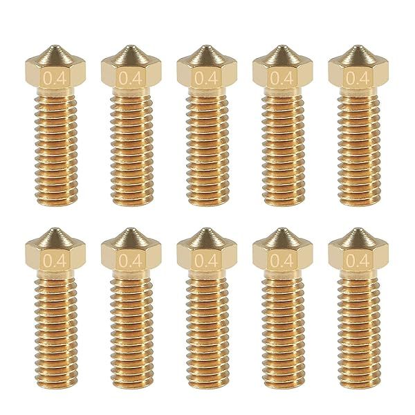 ALAMSCN 10PCS V6 Brass Nozzles 0.4mm for 3D Printers - High-Quality M6 Extruder Parts