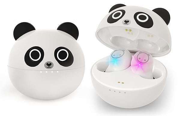 AMAFACE Kids Wireless Earbuds: Cute Panda Bluetooth Headphones with 36H Playtime & IPX6 Waterproof for Kids & Adults