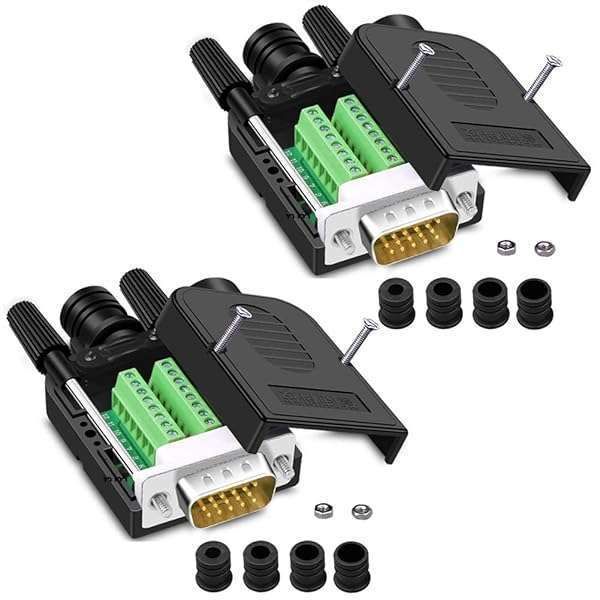 ANMBEST 2PCS Male VGA Solderless Quick Connector - 16mm Thinner DB15 Adapter for VGA 3+7/3+6/3+4/3+2 Compatibility