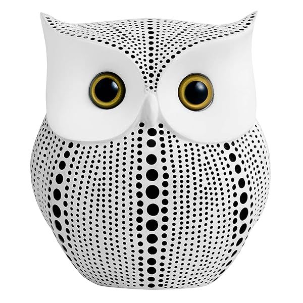 Handmade APPS2Car Owl Statue - Modern Polka Dot Bird Figurine for Home & Office Decor