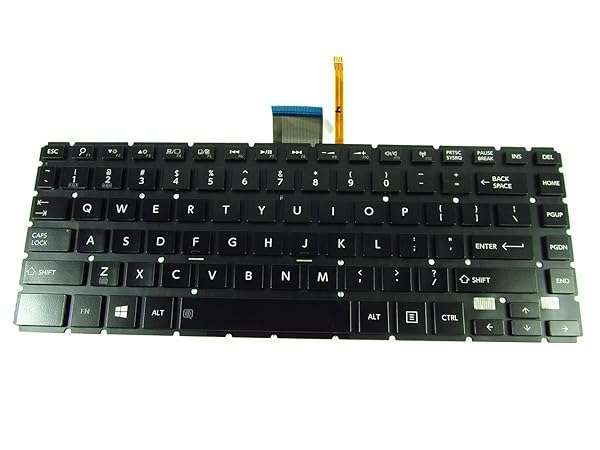 Abakoo Backlit Keyboard for Toshiba Satellite E45-B, P30W-B, P35W-B - US Black, No Frame