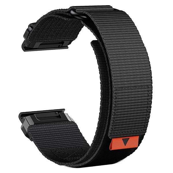 Abanen Rugged Nylon Quick Fit 22mm Watch Bands for Garmin Fenix 7/6/5 & Forerunner 955/965 - Adjustable Ballistic Nylon (Black)