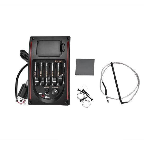PS-500 Acoustic Guitar Pickup & Preamp: 5-Band EQ, Piezo Tuner for Superior Sound Quality