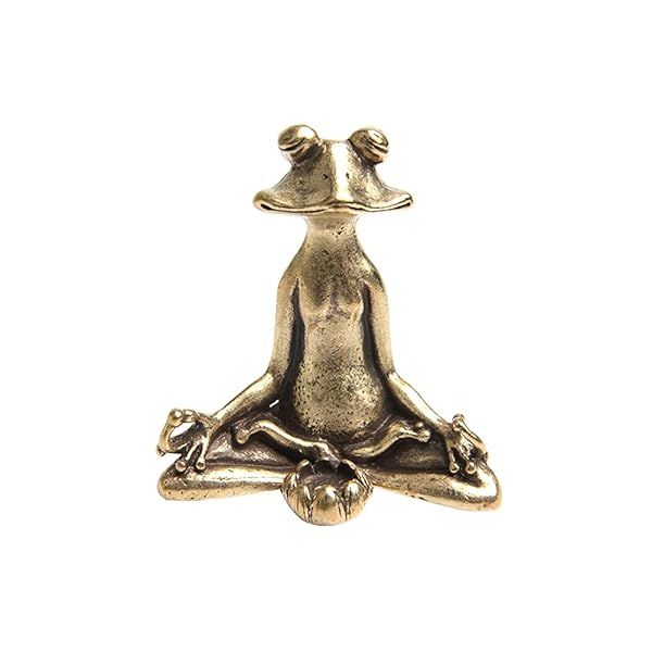 Acxico Solid Brass Frog Figurine - Small Animal Statue for Home Decor & Unique House Ornament