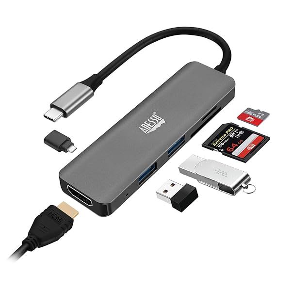 Adesso USB C Docking Station: 4K HDMI, PD Charging, USB Ports & Card Reader for MacBook & Windows Laptops