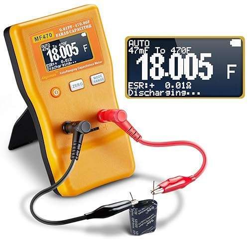 Alignimals MF470 Capacitor Tester: Auto Ranging ESR Meter for Accurate Capacitance & Resistance Measurement (0.01pF to 470,000,000uF)