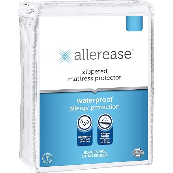 AllerEase Twin Waterproof Mattress Protector - Allergy & Bed Bug Defense, Quiet Polyester Cover