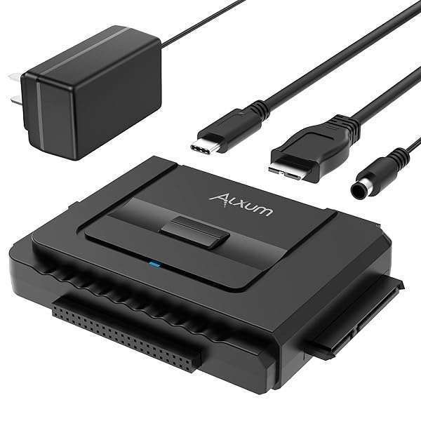 "Alxum USB 3.0 to IDE SATA Converter for 2.5 & 3.5" HDD/SSD - Includes 12V Power Adapter & USB 3.0 Cable"