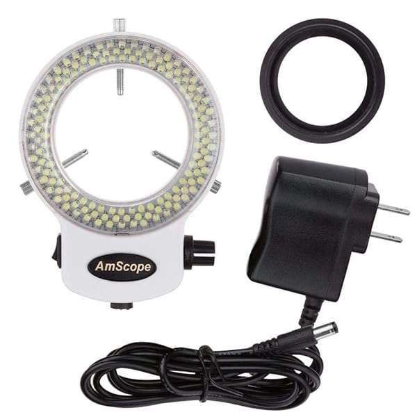 AmScope LED-144W-ZK: Adjustable 144 LED Ring Light for Stereo Microscopes & Cameras